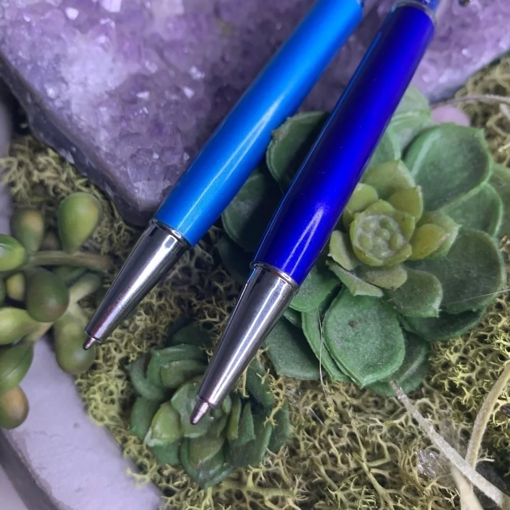 Two New Crystal filled stylus clip on pens black